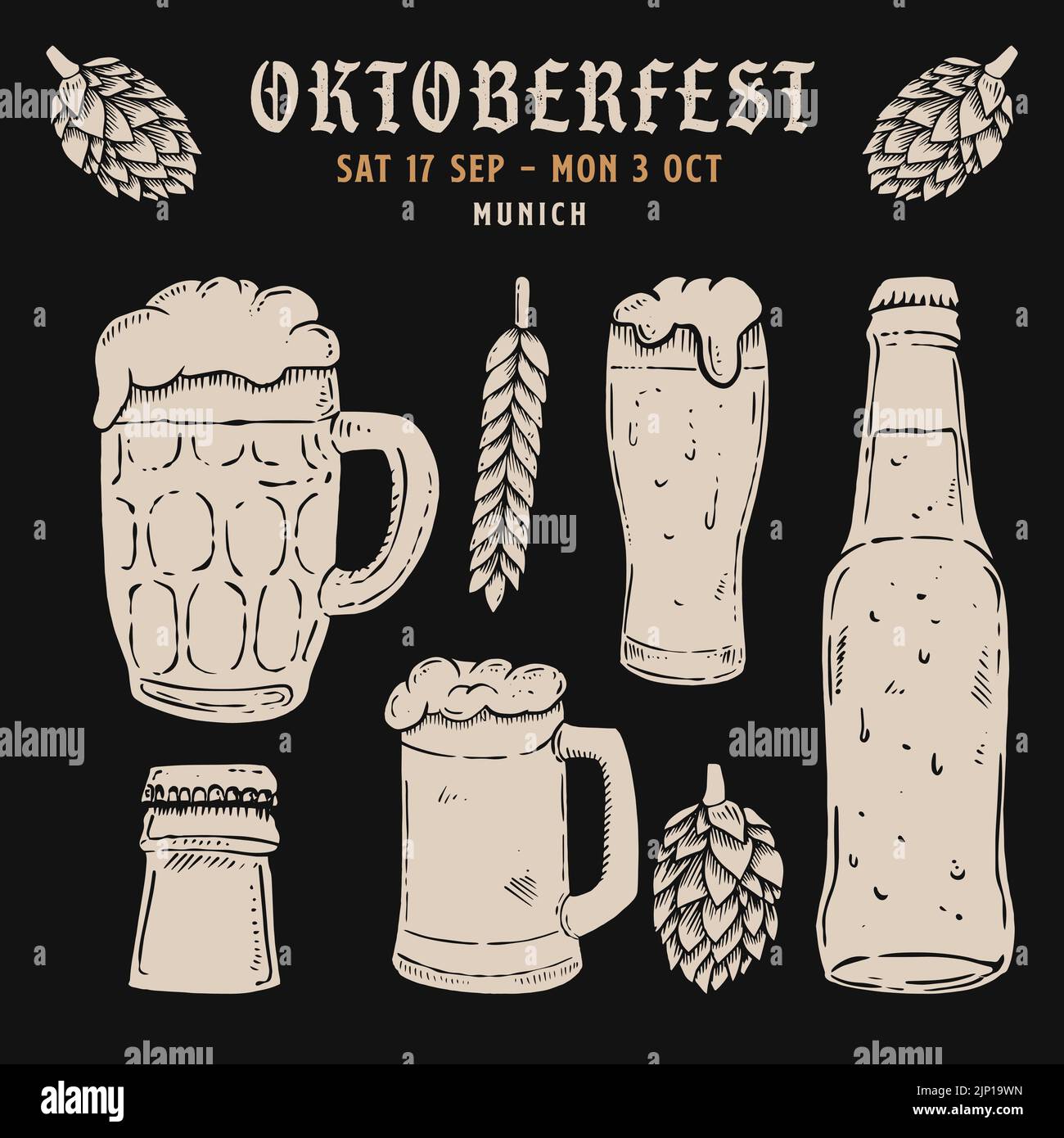 Hand drawn illustration for oktoberfest festival Vector illustration ...