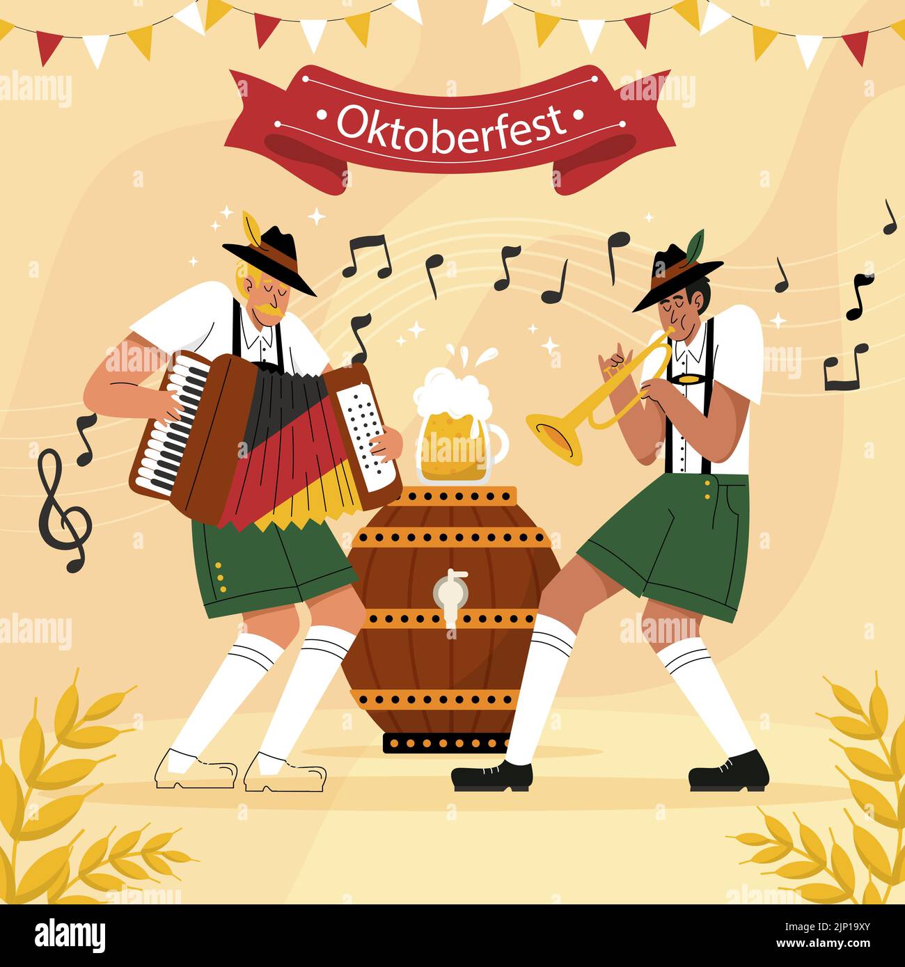 Flat illustration for oktoberfest festival Vector illustration Stock ...