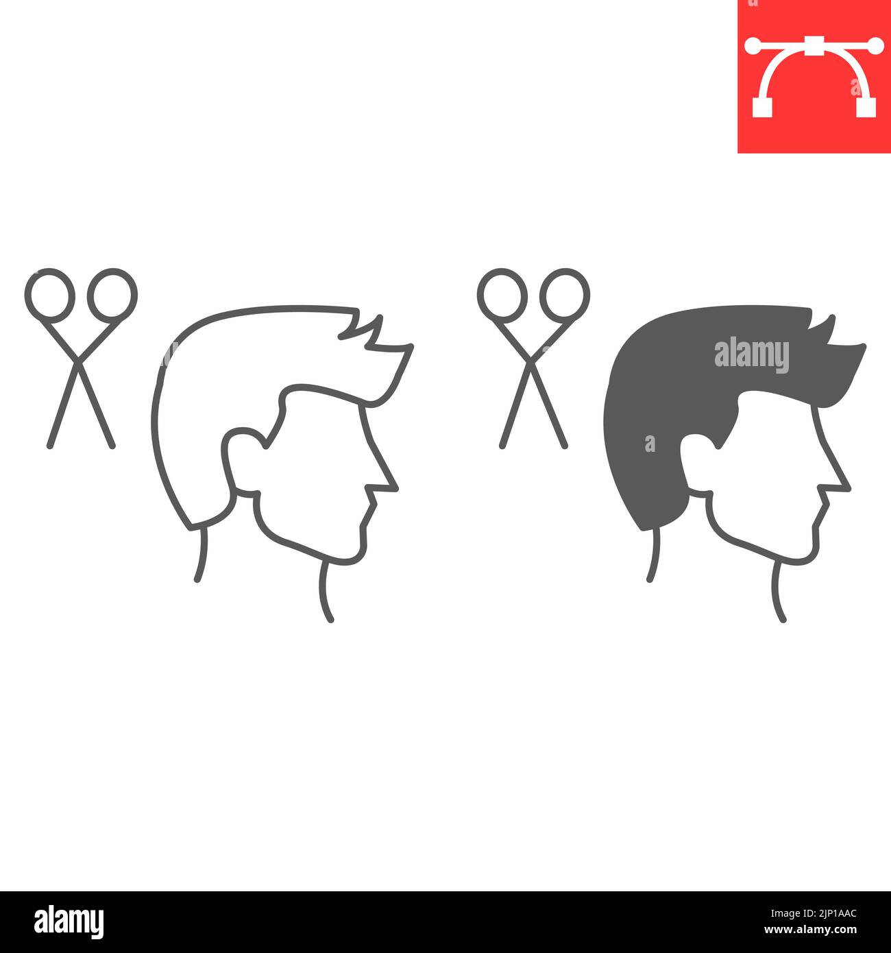 Man haircut line and glyph icon, and hairdresser, men