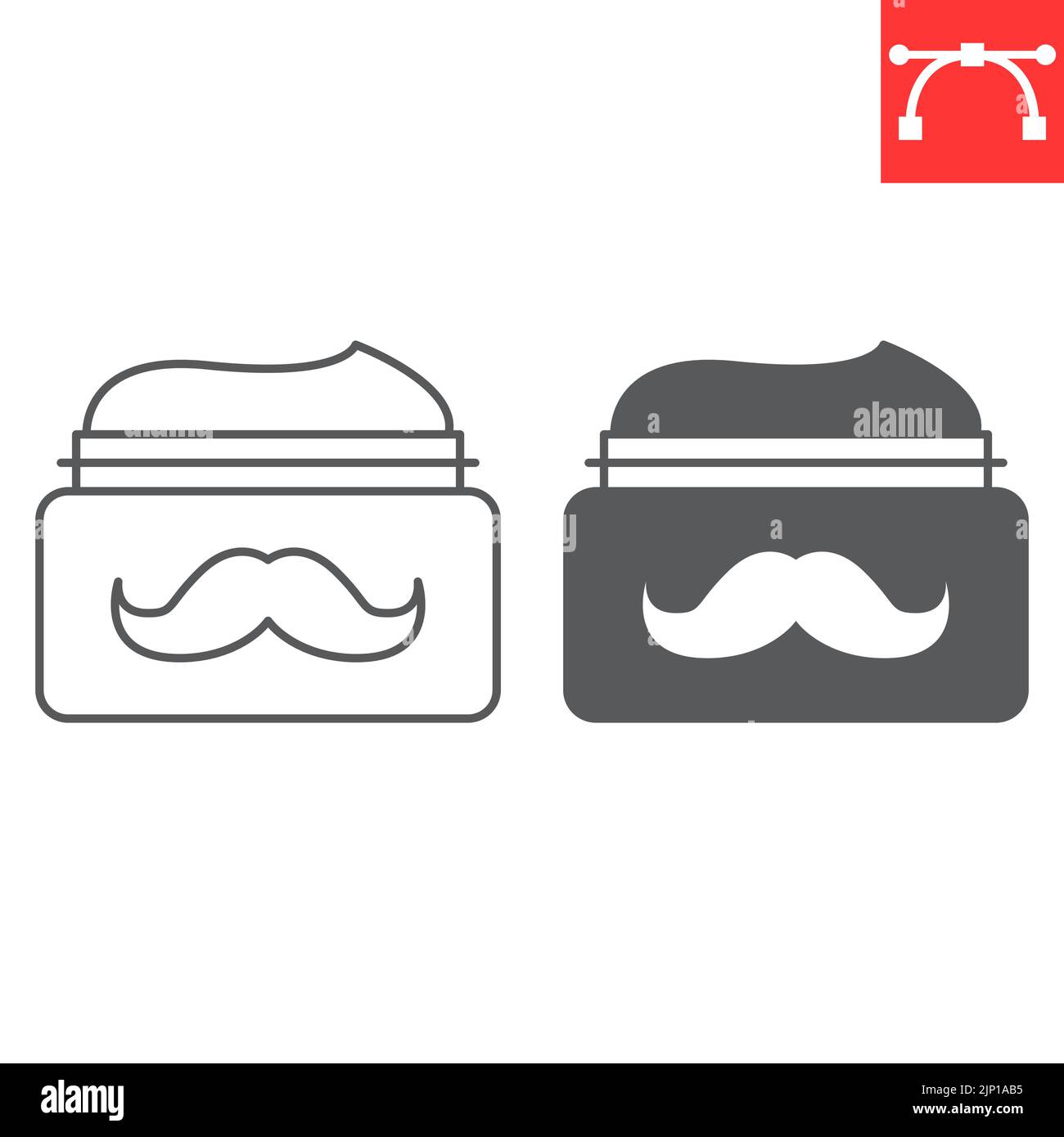 Beard wax line and glyph icon, cosmetic and mustache, beard wax vector