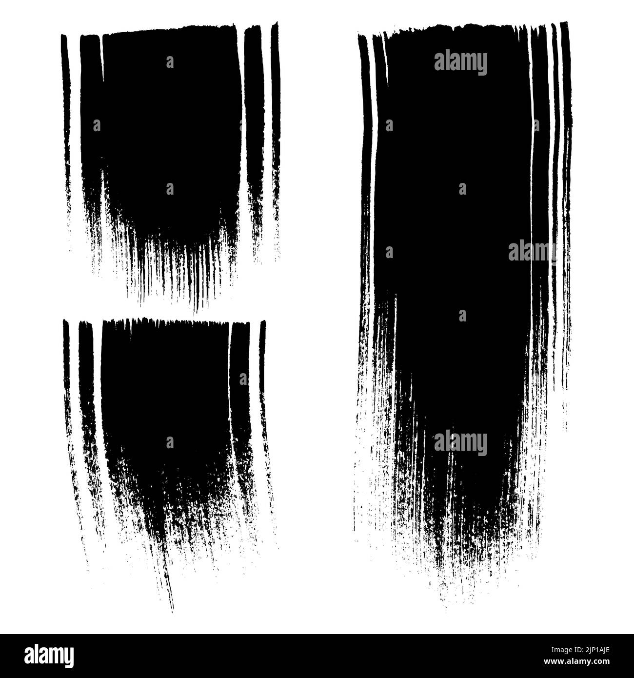 Black ink vector brush strokes set. Vector paintbrush set of