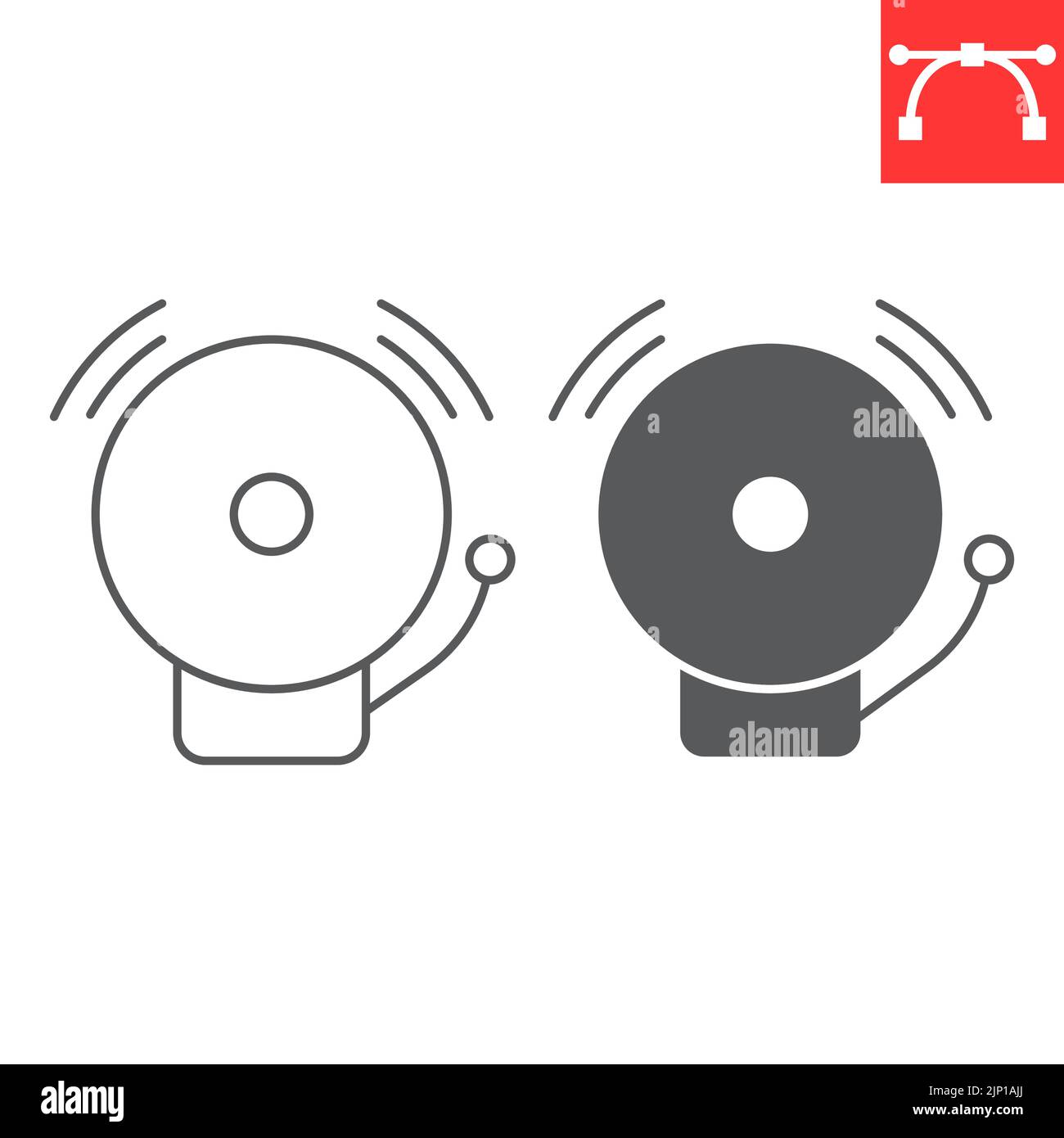 School bell line and glyph icon, school and warning, alarm bell vector ...