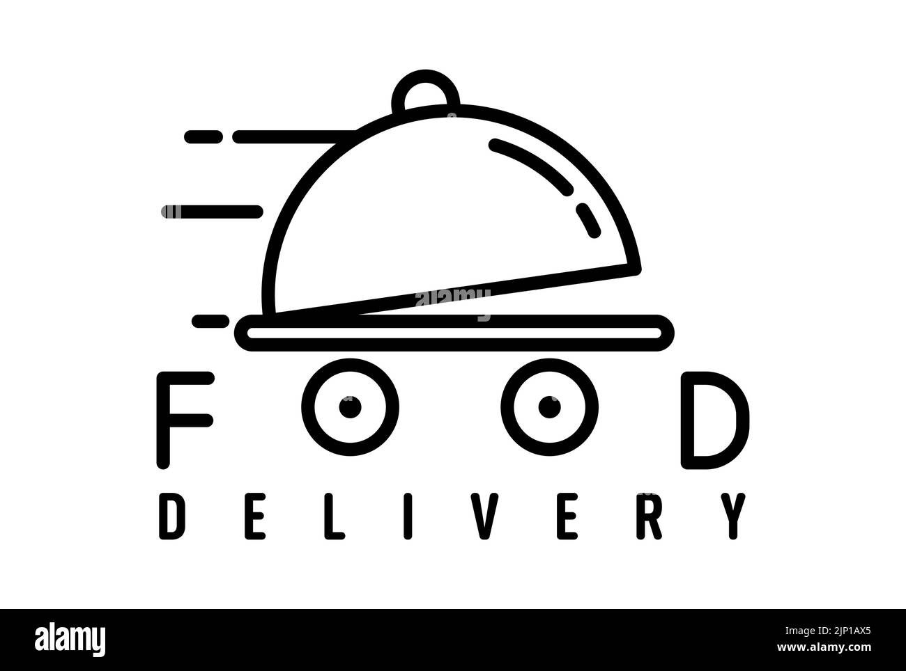 food delivery vector logo icon with lettering isolated on white