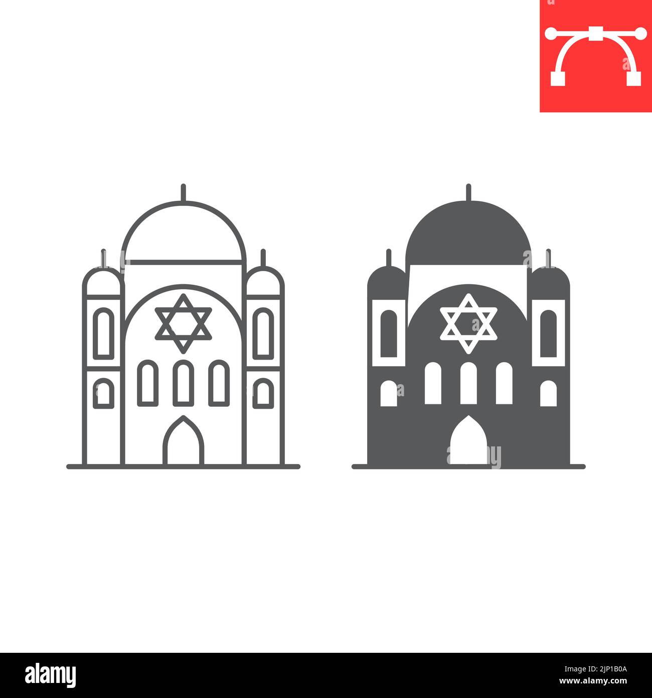 Synagogue line and glyph icon, hanukkah and architecture, Synagogue