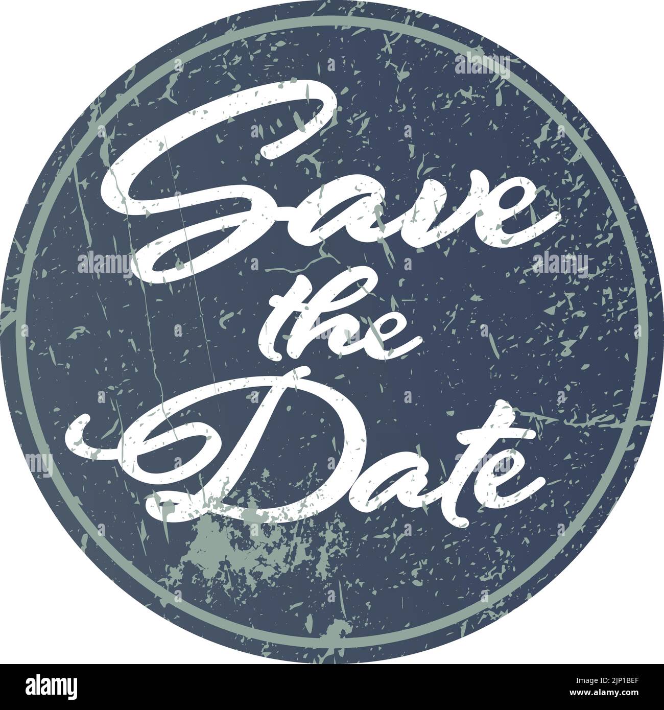 circular grungy SAVE THE DATE stamp or sticker isolated on white, vector illustration Stock Vector