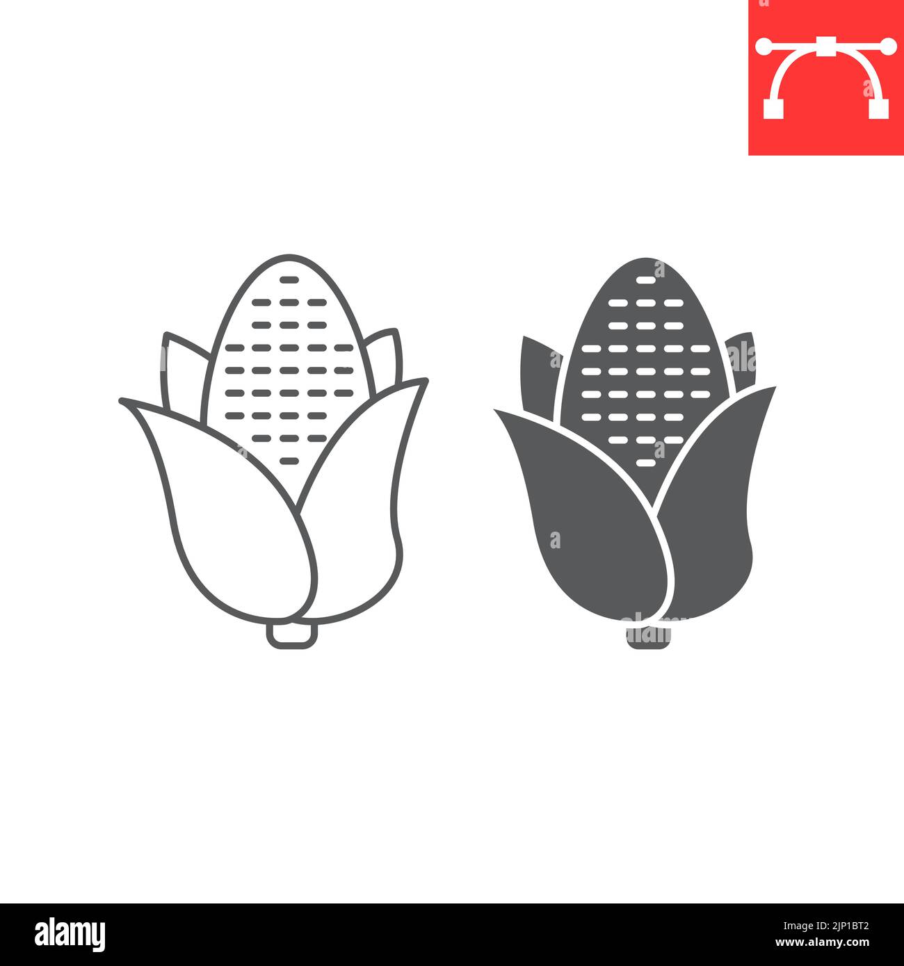 Corn line and glyph icon, vegetarian and plant, corn vector icon ...