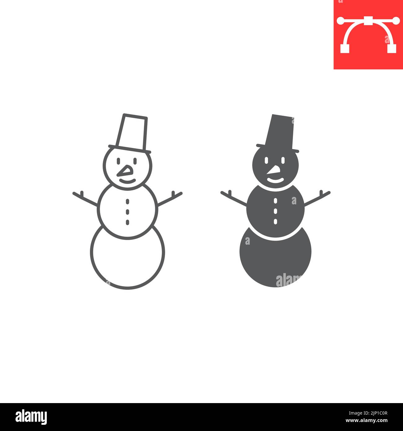 Snowman line and glyph icon, Christmas and holiday, snowman vector icon