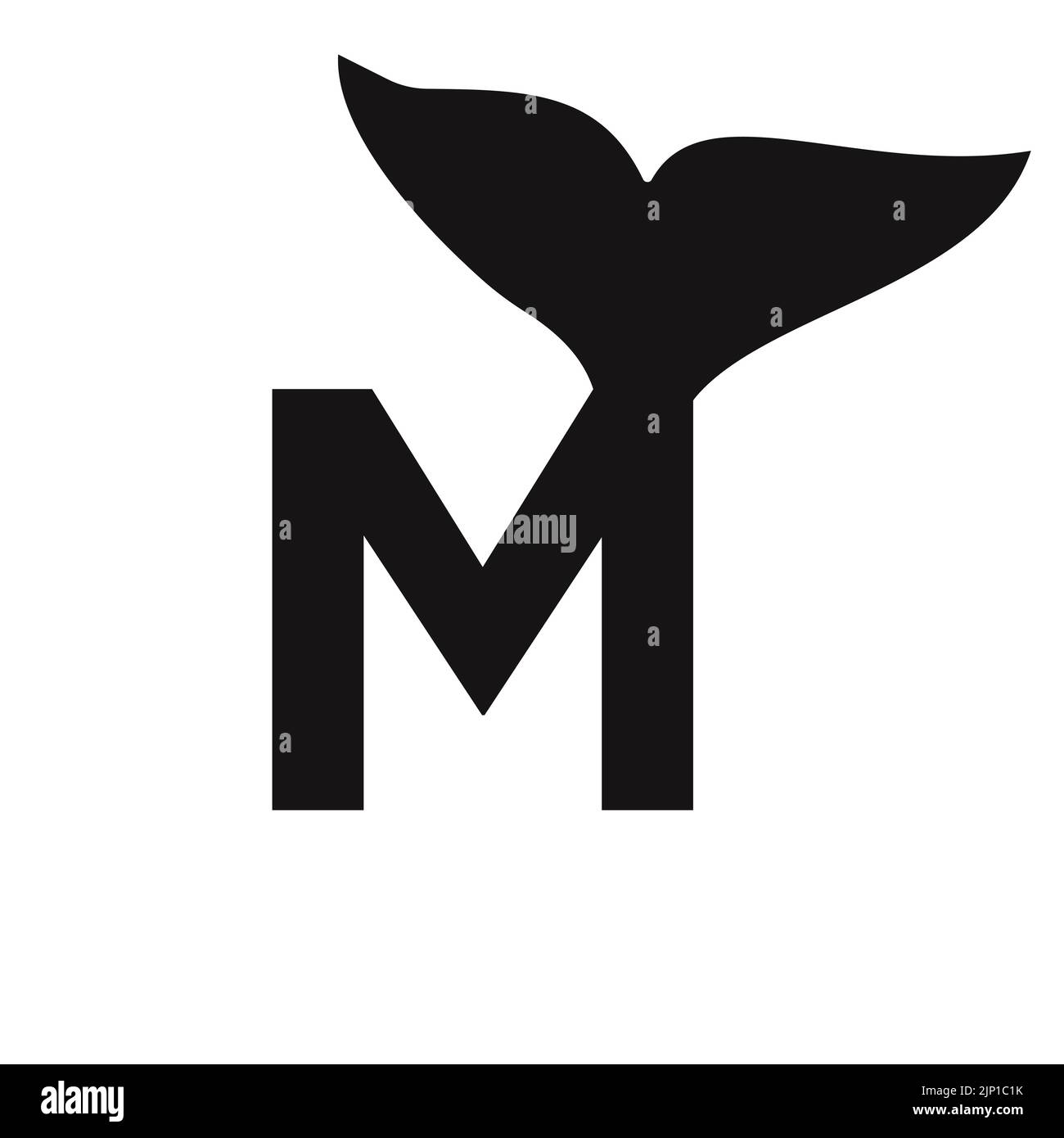 Letter M Whale Logo Design Template Vector Sign Stock Vector