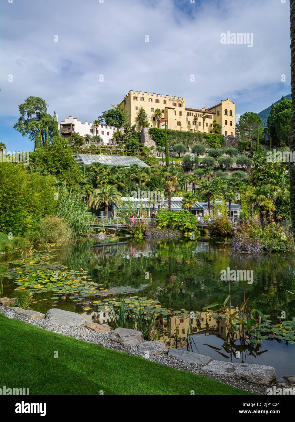 Merano’s Gardens of Trauttmansdorff Castle - A one of a kind botanical gardens located in Merano, South Tyrol, northern Italy - Merano in south Tyrol Stock Photo