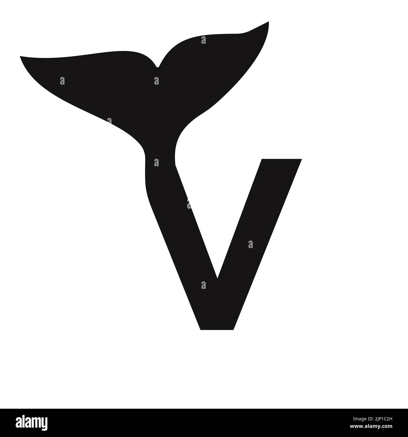 Letter V Whale Logo Design Template Vector Sign Stock Vector