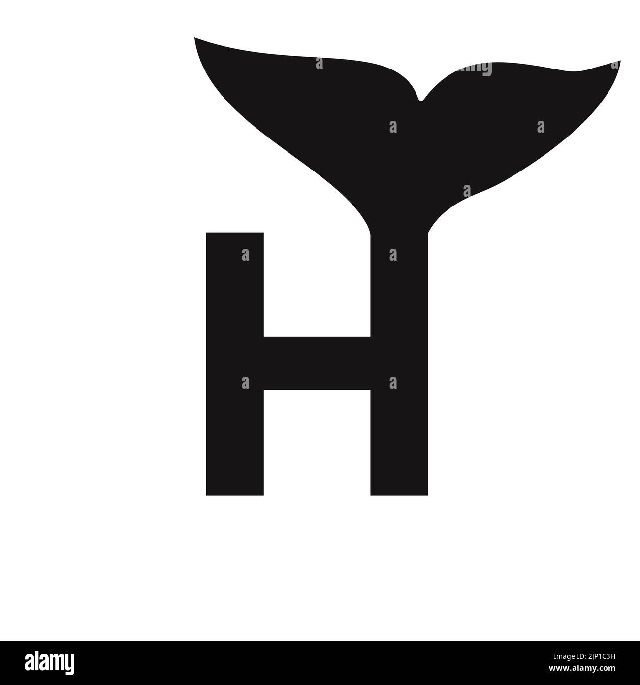 Letter H Whale Logo Design Template Vector Sign Stock Vector