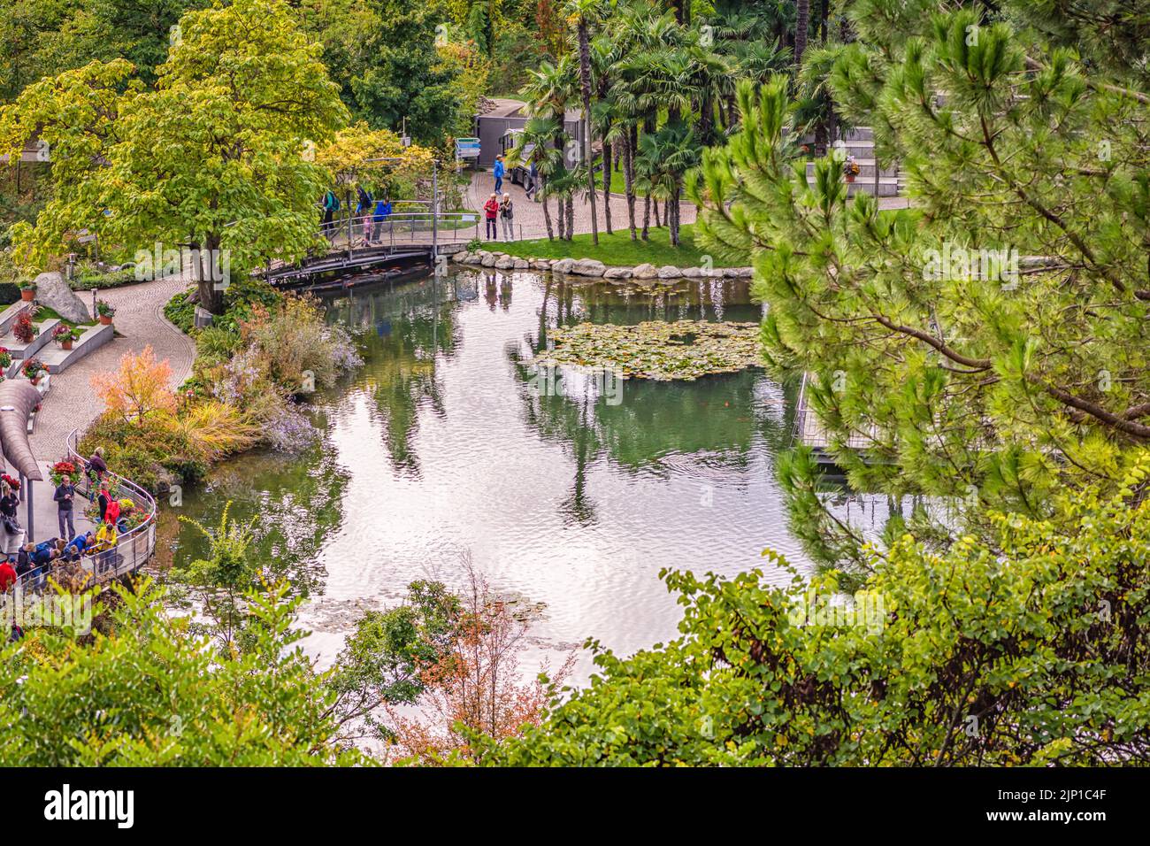 Merano’s Gardens of Trauttmansdorff Castle - A one of a kind botanical garden located in Merano, South Tyrol, northern Italy - Stock Photo