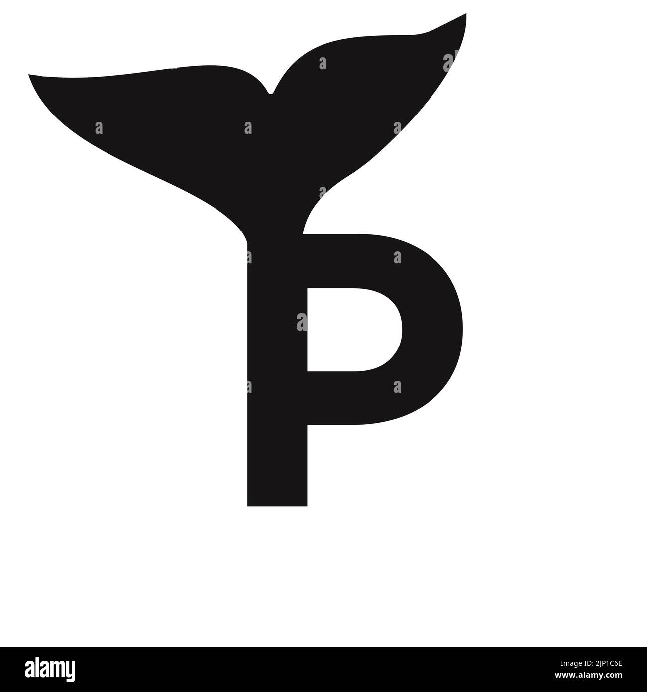 Letter P Whale Logo Design Template Vector Sign Stock Vector