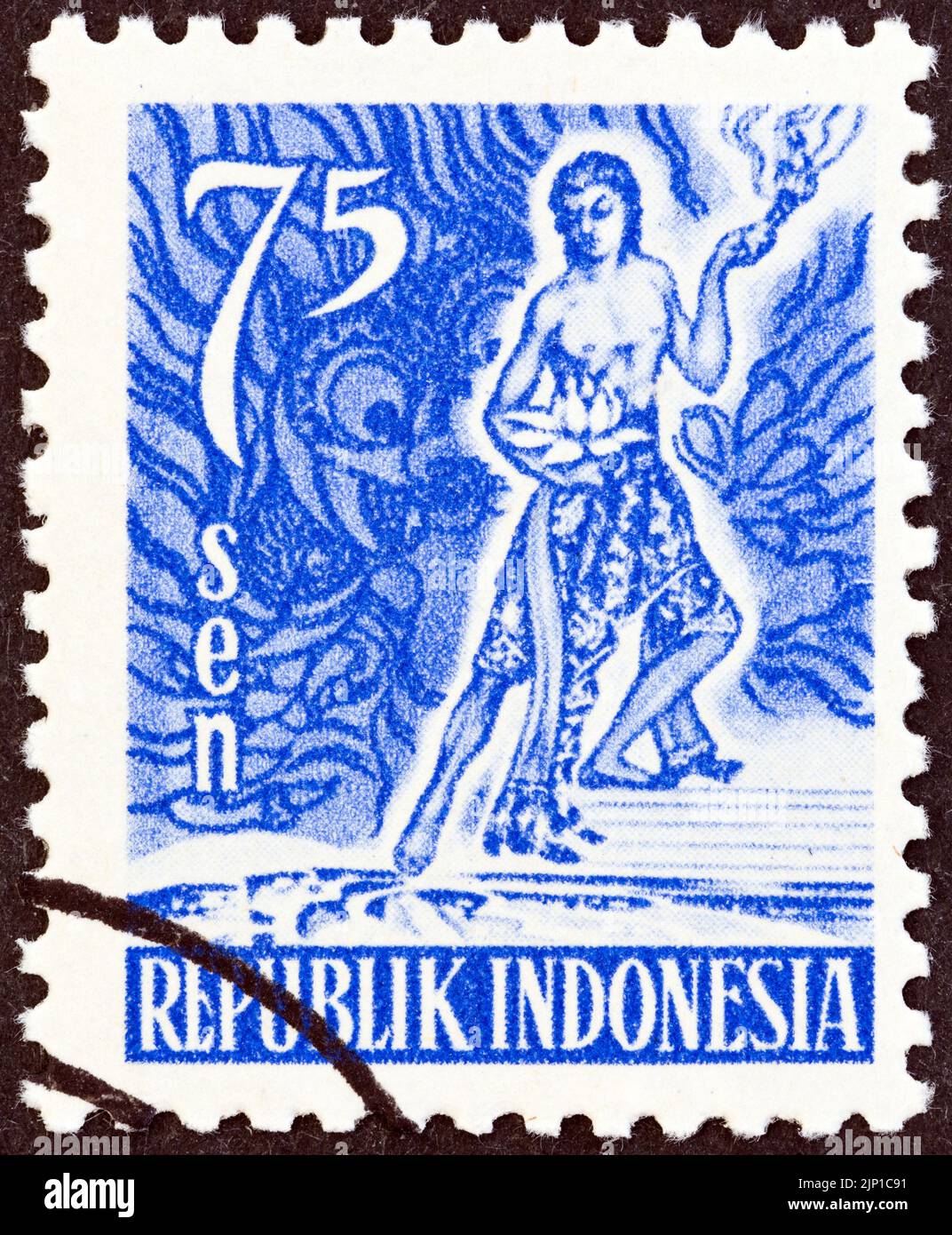 INDONESIA - CIRCA 1951: A stamp printed in Indonesia shows Spirit of Indonesia, circa 1951. Stock Photo