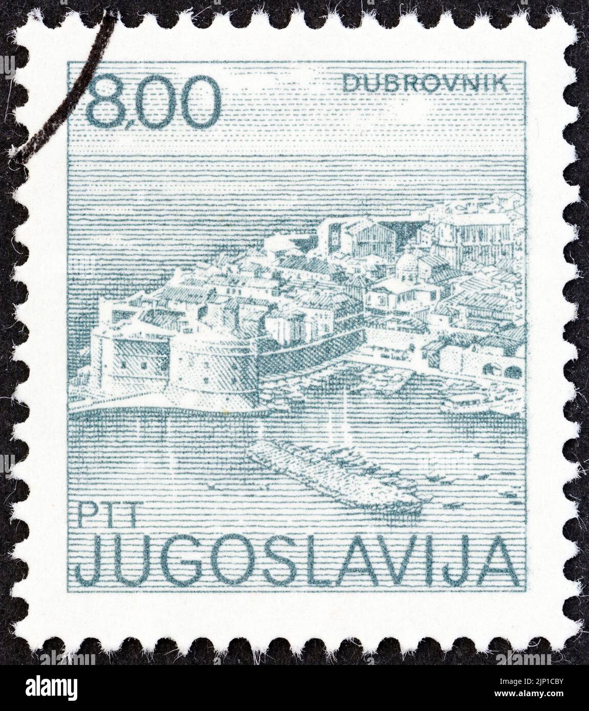 YUGOSLAVIA - CIRCA 1981: A stamp printed in Yugoslavia from the 'City Views' issue shows Dubrovnik, Croatia, circa 1981. Stock Photo