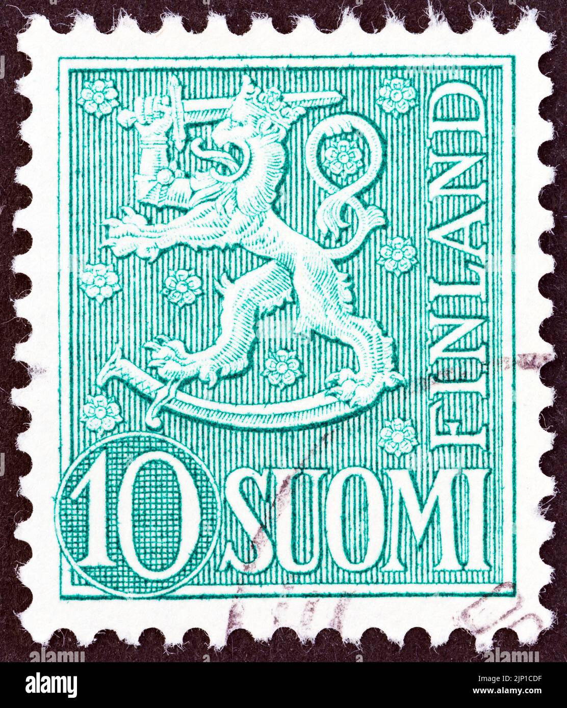 FINLAND - CIRCA 1954: A stamp printed in Finland shows National arms emblem, circa 1954. Stock Photo