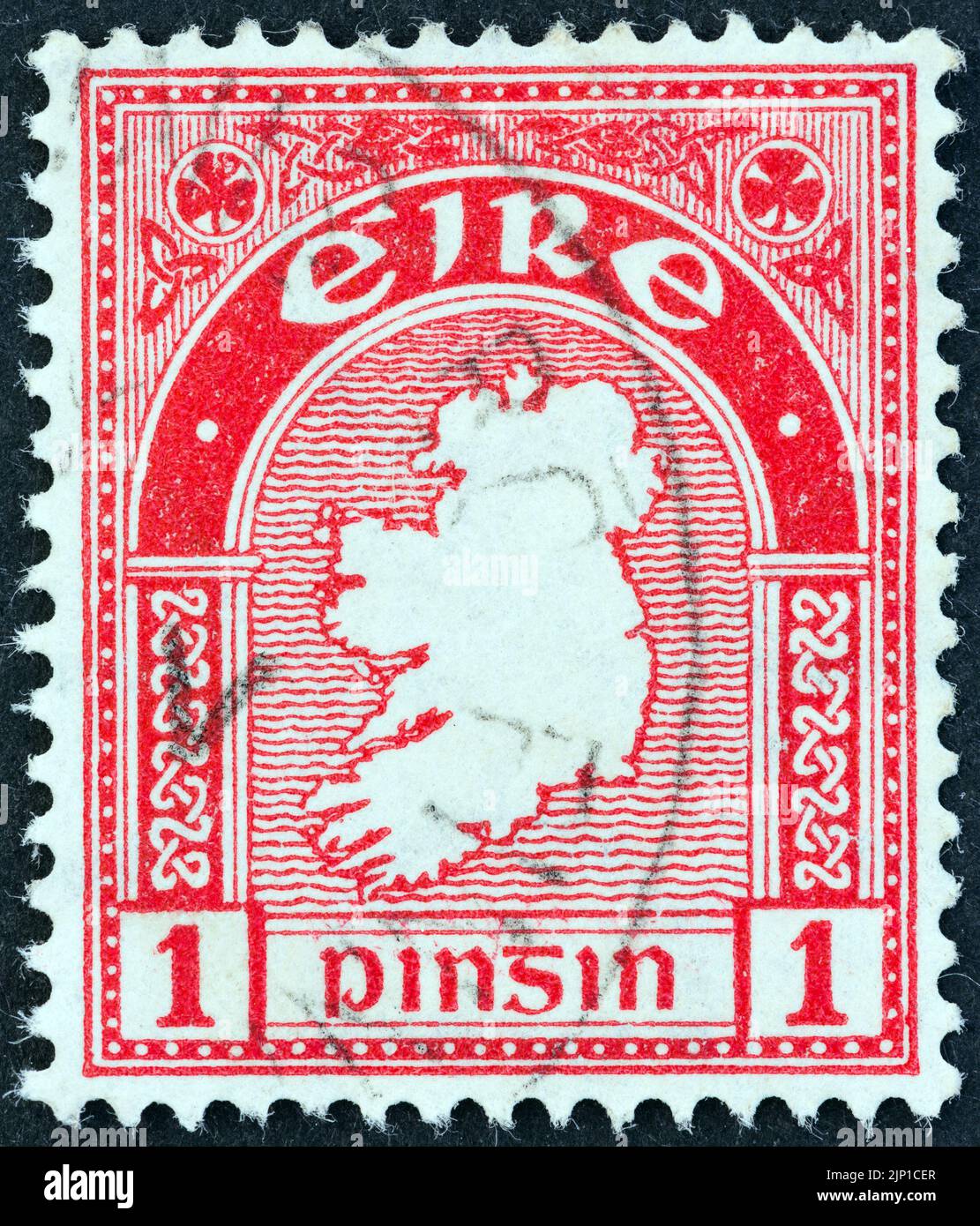 IRELAND - CIRCA 1922: A stamp printed in Ireland shows Map of Ireland, circa 1922. Stock Photo