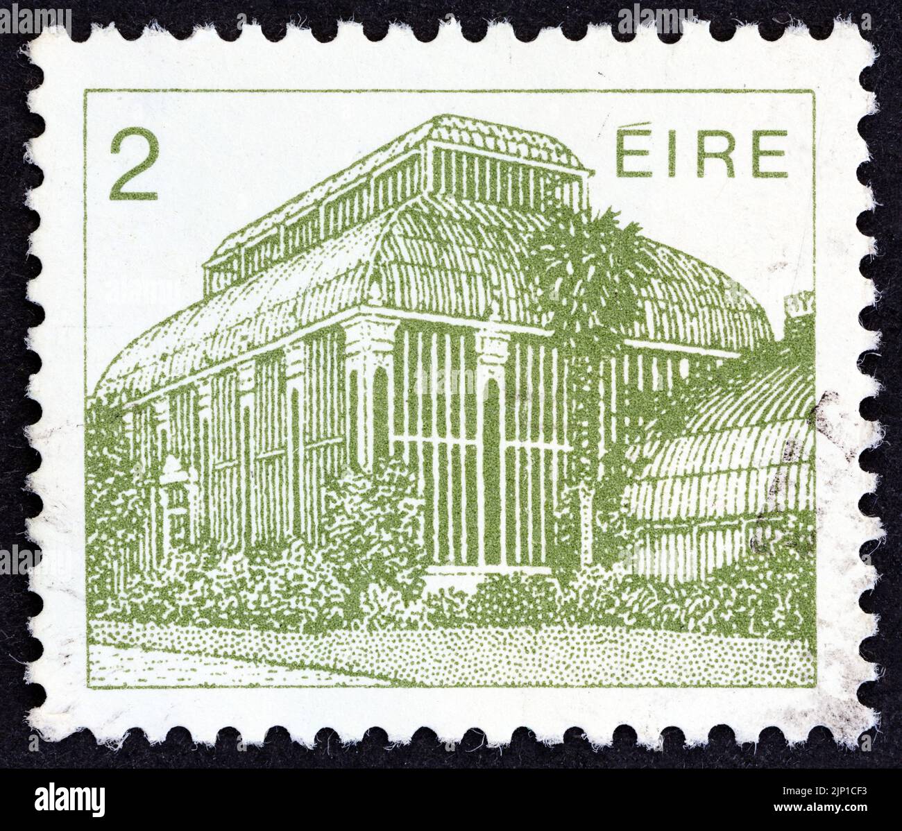 IRELAND - CIRCA 1983: A stamp printed in Ireland from the 'Irish Architecture' issue shows Central Pavilion, Dublin Botanic Gardens, circa 1983. Stock Photo