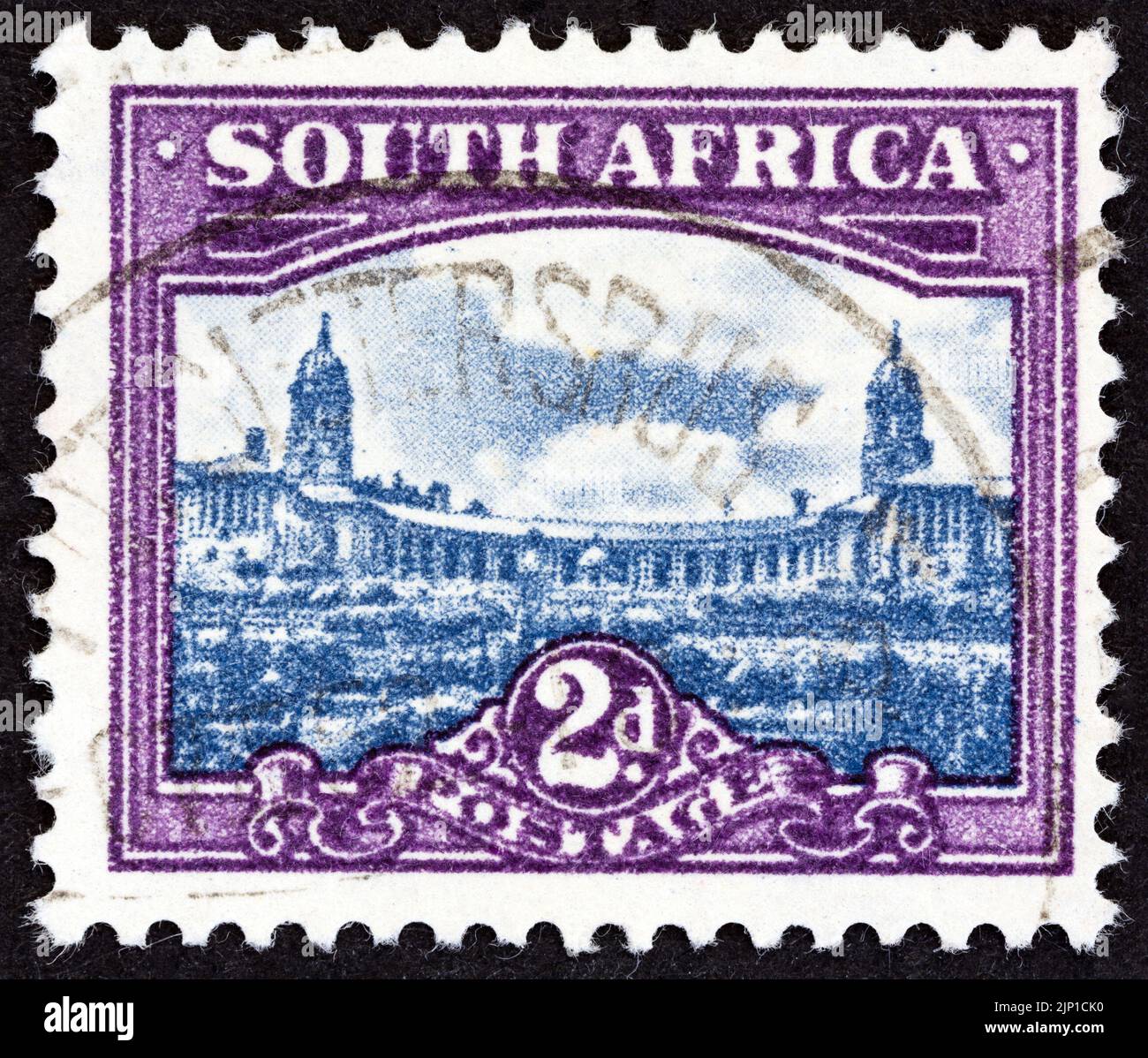 SOUTH AFRICA - CIRCA 1950: A stamp printed in South Africa from the 'South African Architecture' issue shows Union Buildings, Pretoria, circa 1950. Stock Photo