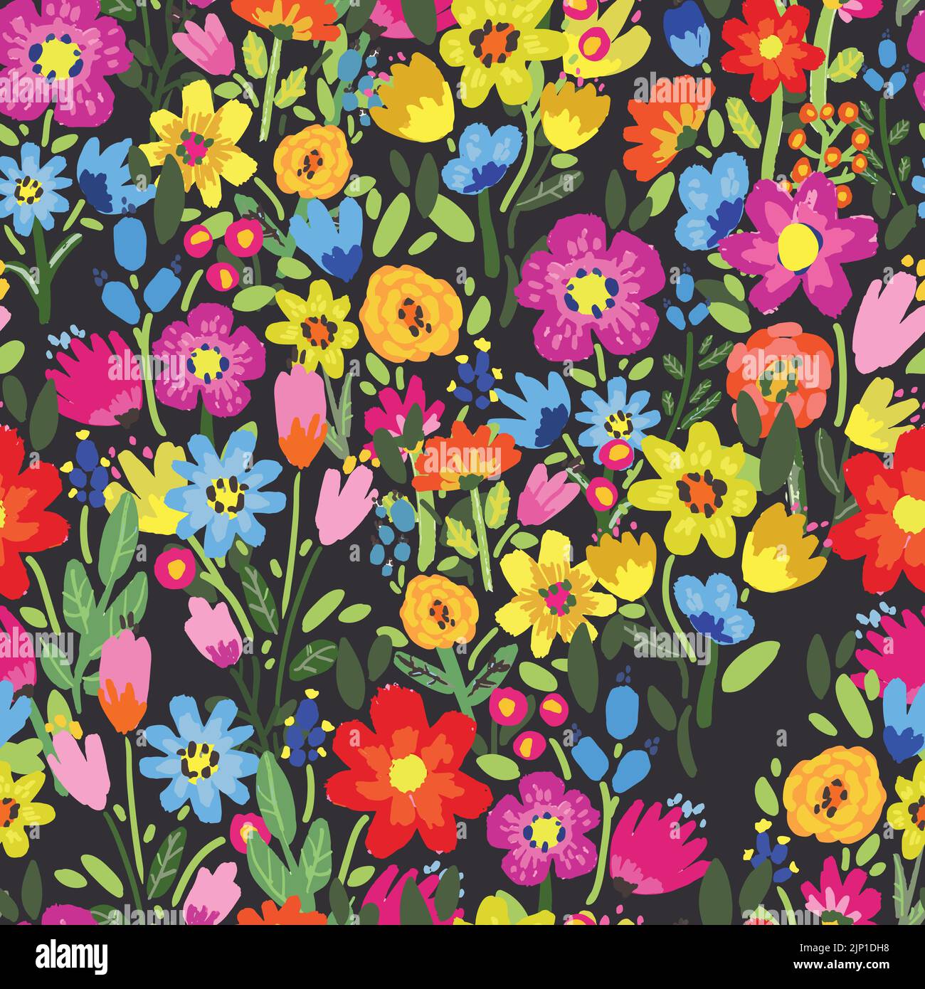 Seamless pattern with flowers on white background Stock Vector Image ...