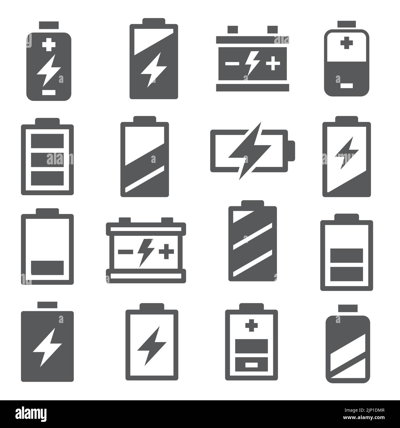 Battery icons set on white background Stock Vector Image & Art Alamy
