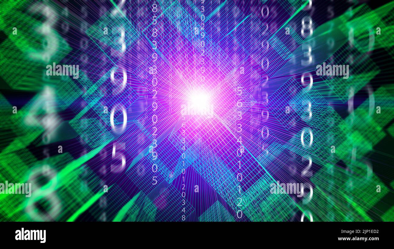3d technology digital background. Abstract neon cyber lines and grid on ...