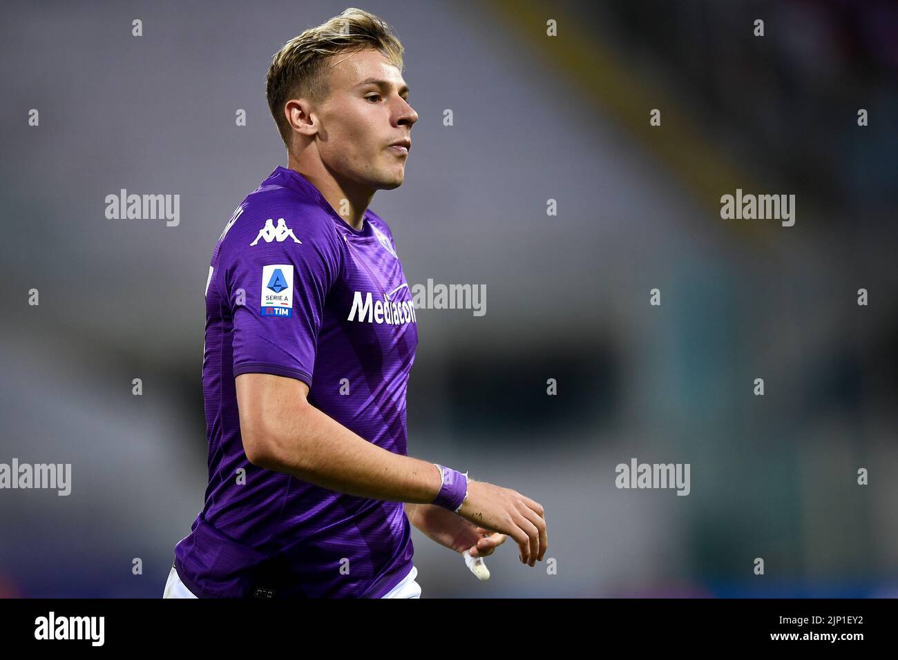 Florence, Italy. 14 August 2022. Szymon Zurkowski of ACF Fiorentina looks on during the Serie A football match between ACF Fiorentina and US Cremonese. Credit: Nicolò Campo/Alamy Live News Stock Photo