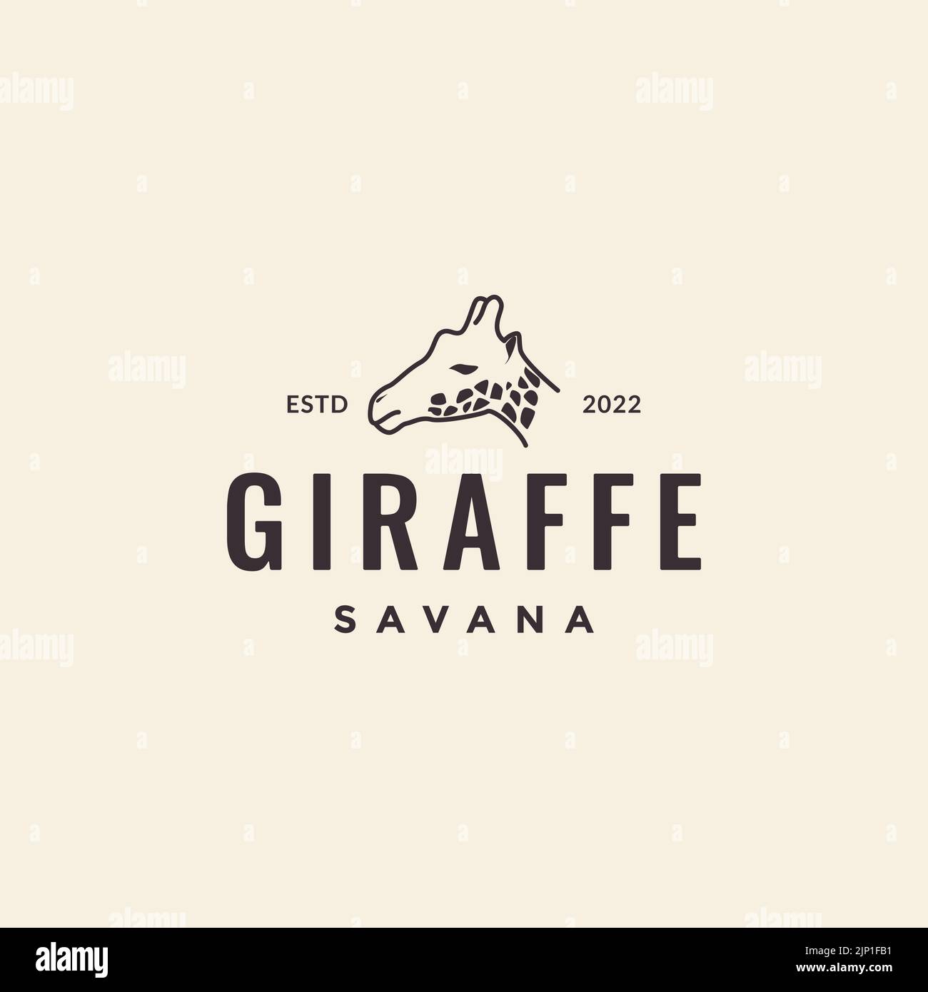 head giraffe hipster logo design Stock Vector