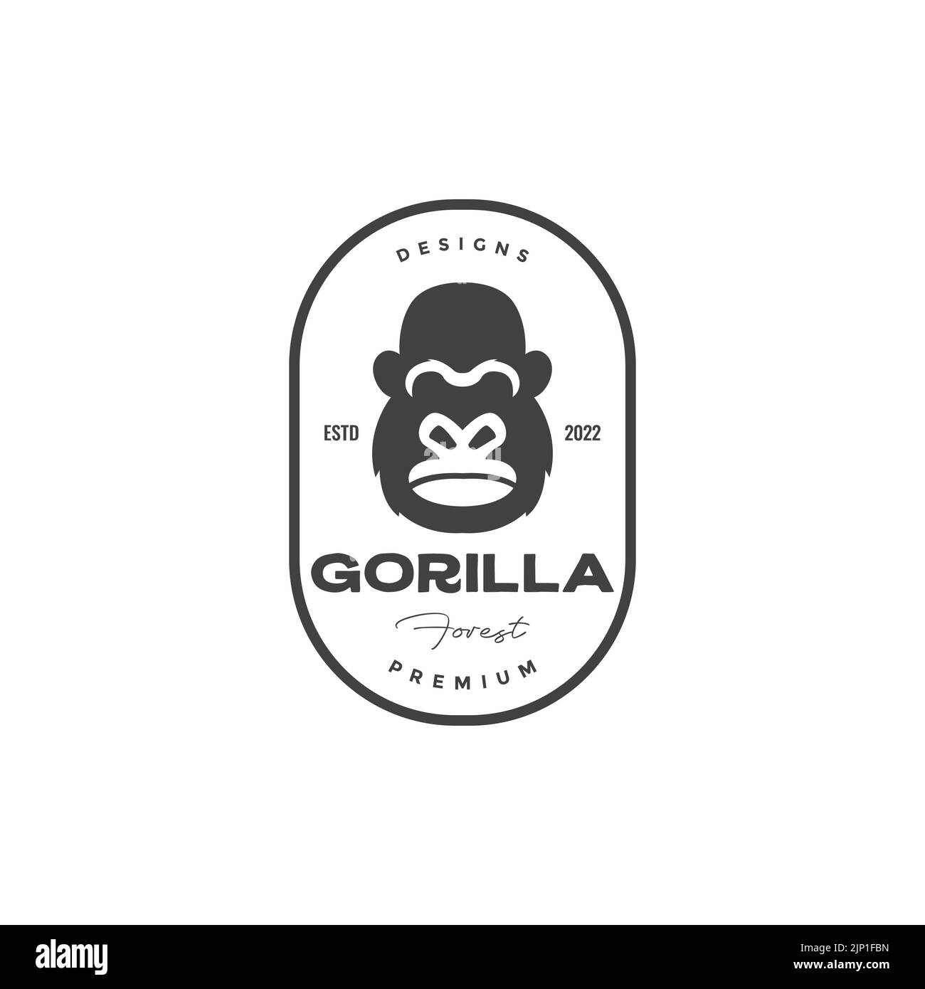 old gorilla head badge vintage logo design Stock Vector