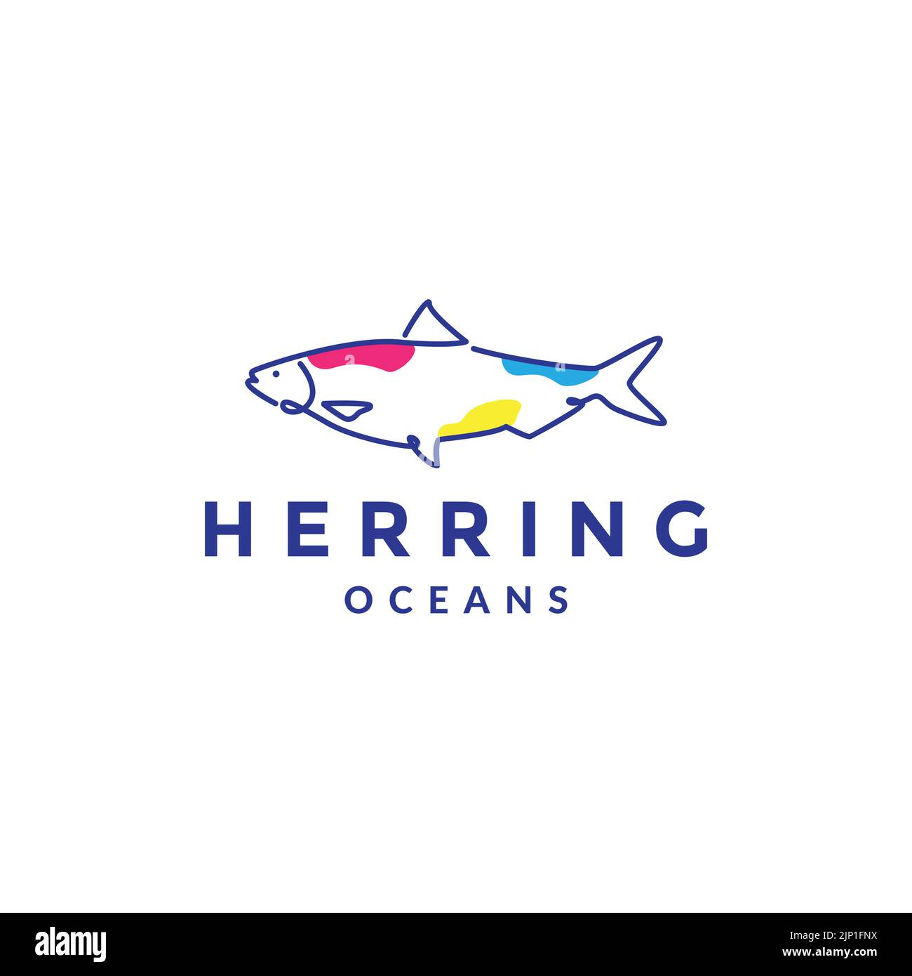 lines art abstract fish herring logo Stock Vector