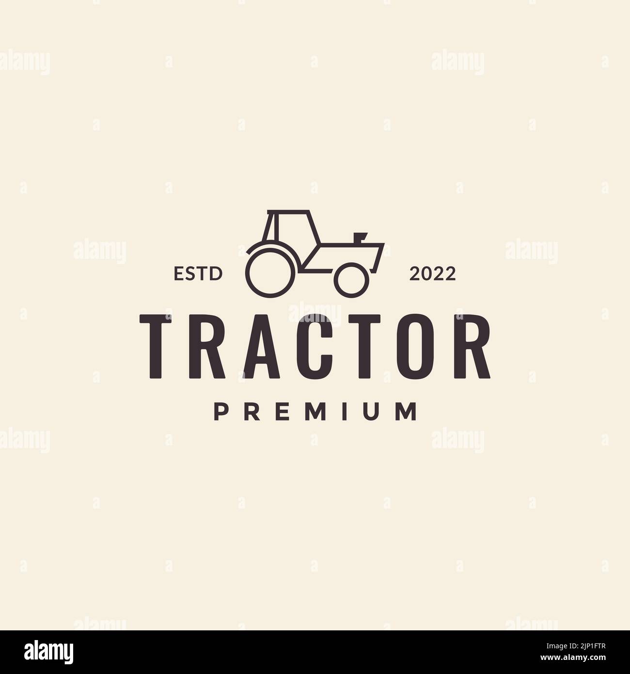 minimal tractor hipster logo design Stock Vector
