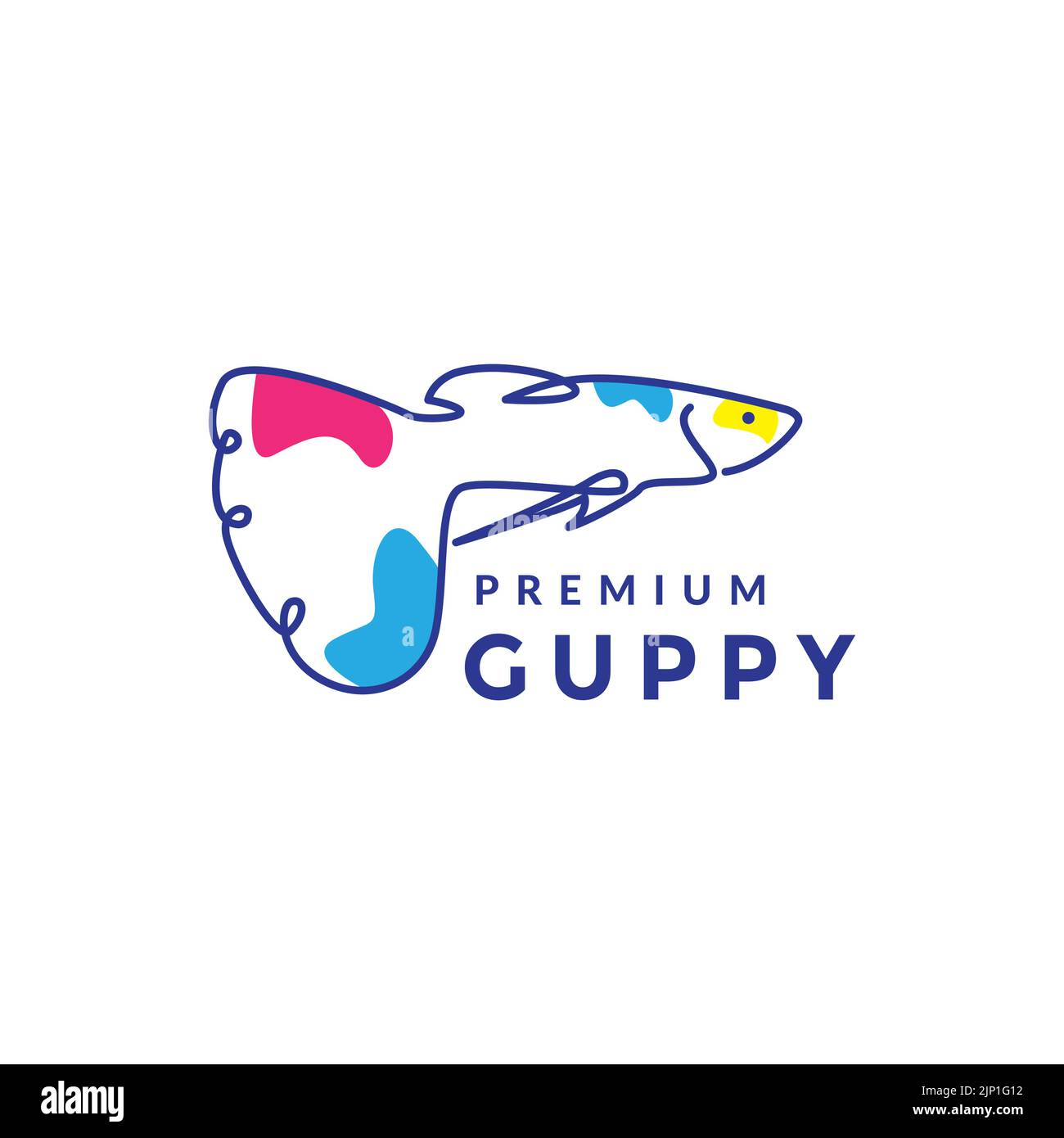 abstract fish guppy lines art logo design Stock Vector