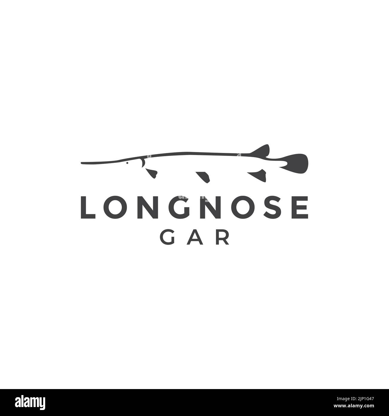 fish longnose gar minimal logo design Stock Vector