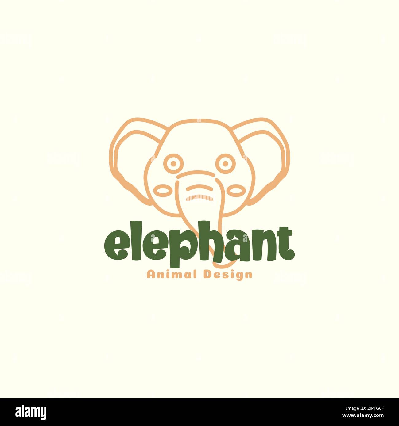 face cute elephant kids logo Stock Vector