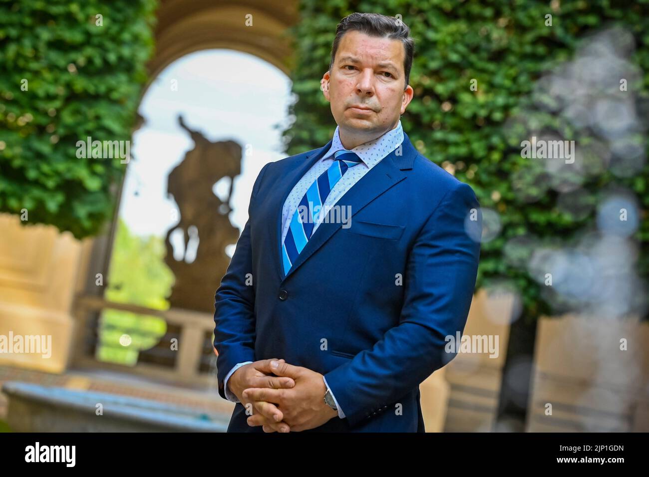 Prague, Czech Republic. 15th Aug, 2022. State Secretary Miloslav Stasek, who will become ambassador to the USA in September 2022, poses on August 15, 2022, at the Ministry of Foreign Affairs in Prague, Czech Republic. Credit: Vit Simanek/CTK Photo/Alamy Live News Stock Photo