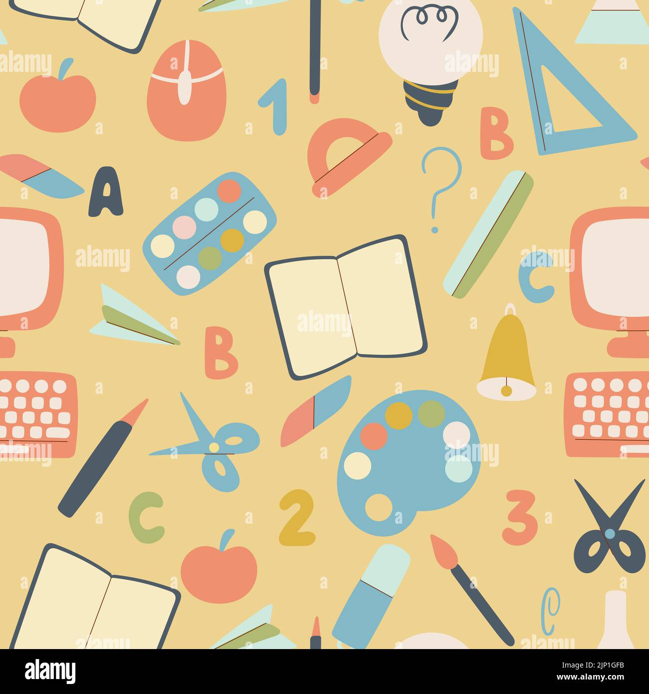 School and office stationery seamless pattern vector illustration Stock ...