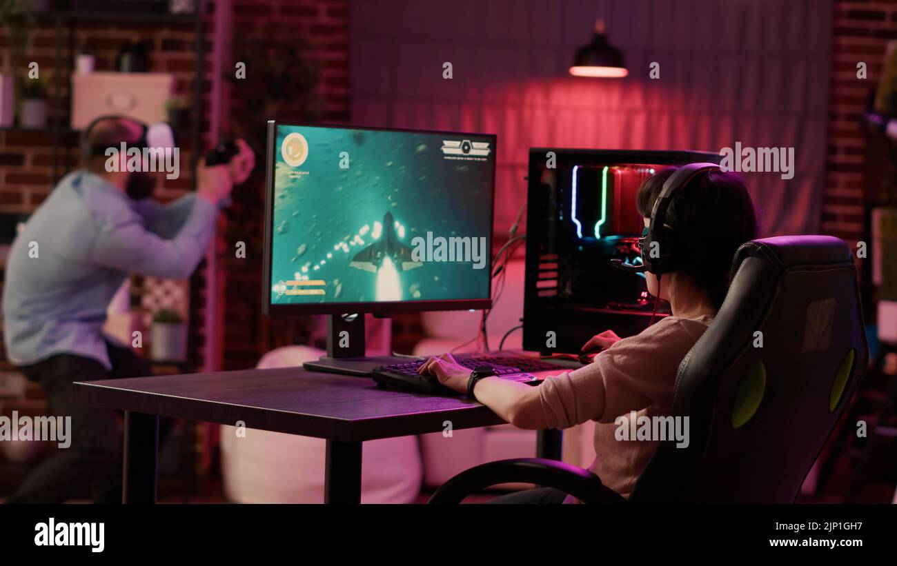 Gamer girl shocked after losing fast paced space shooter while