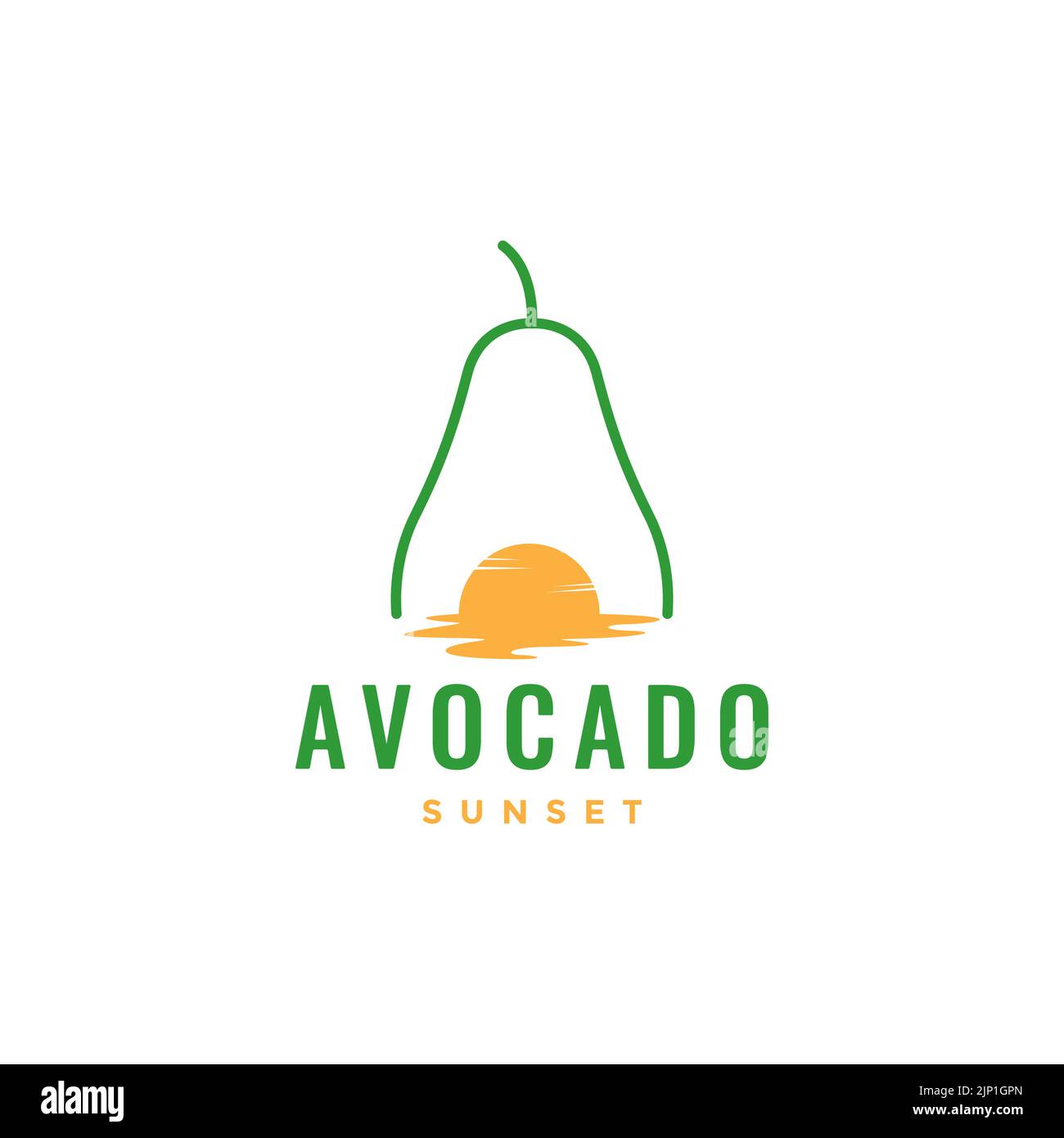 fruit avocado with sunset  logo design Stock Vector