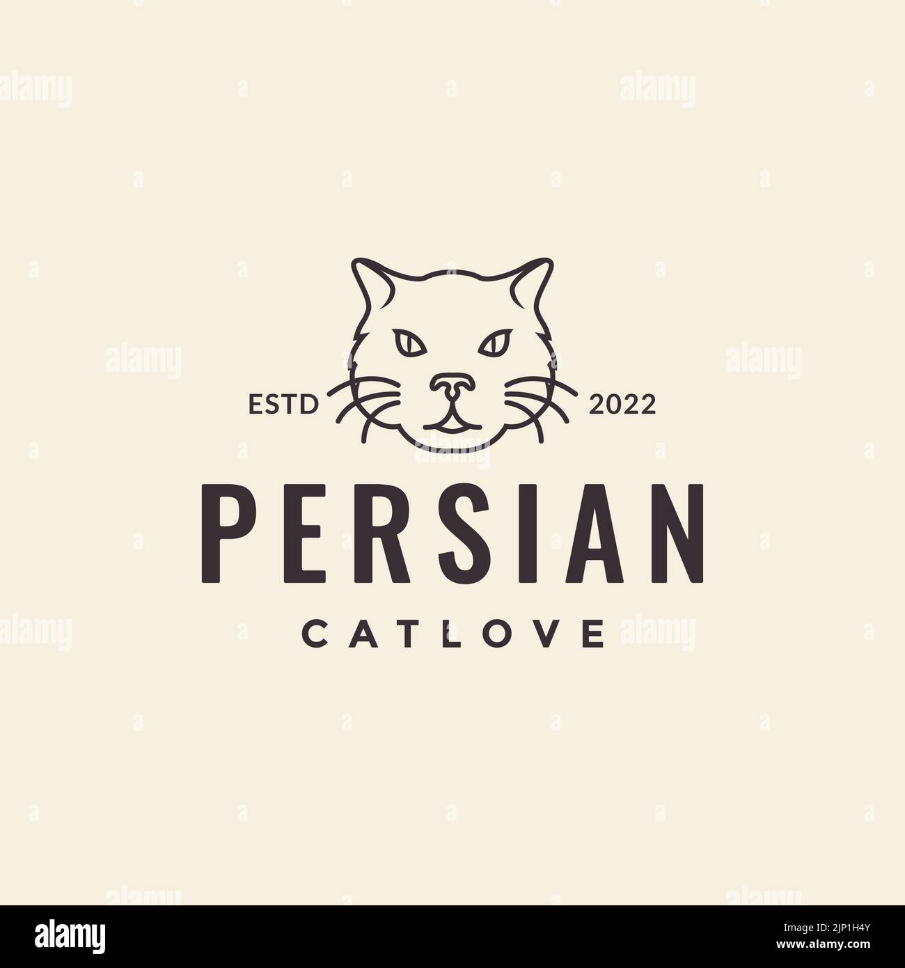cat persian face hipster logo design Stock Vector