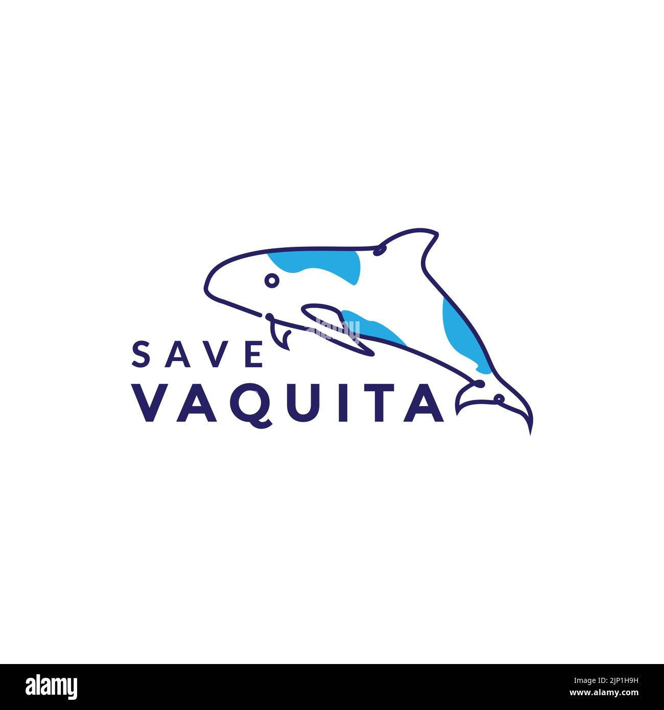 fish vaquita abstract logo design Stock Vector