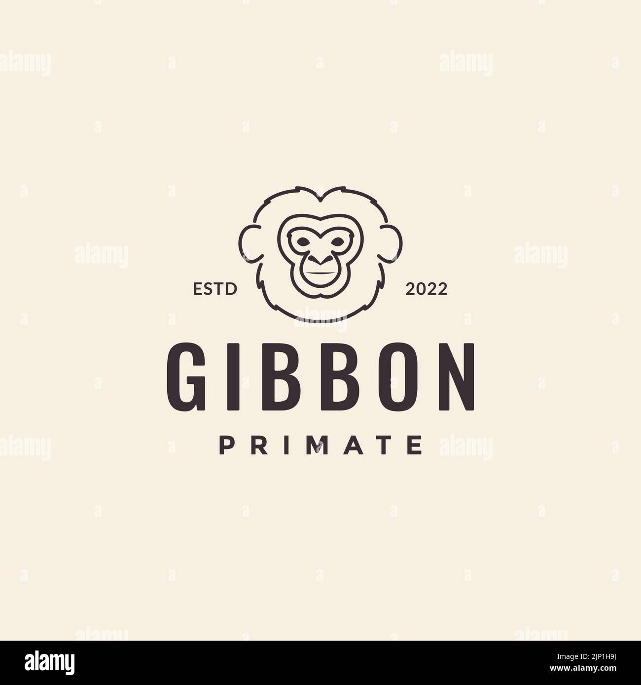 face line gibbon hipster logo Stock Vector