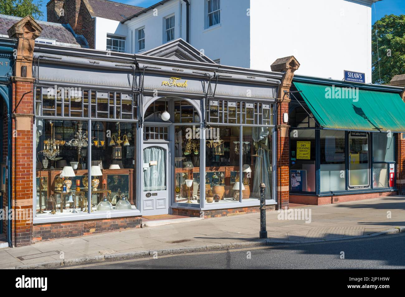 Retouch Lighting shop, specialists in antique lighting and bespoke lighting design. High Street, Harrow on the Hill, Greater London, England, UK Stock Photo