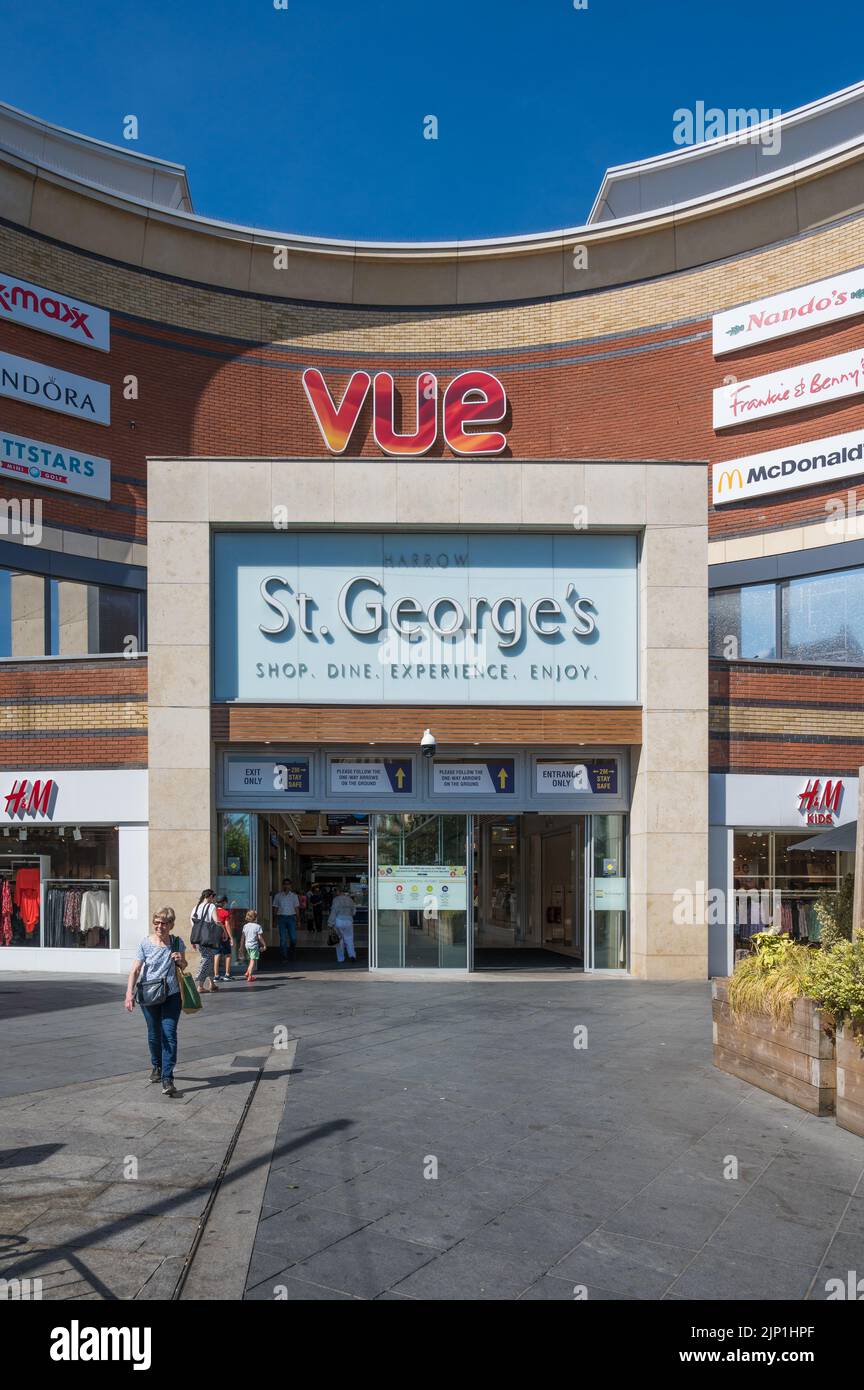 Main entrance to St George's shopping centre, Harrow, Middlesex, England, UK Stock Photo