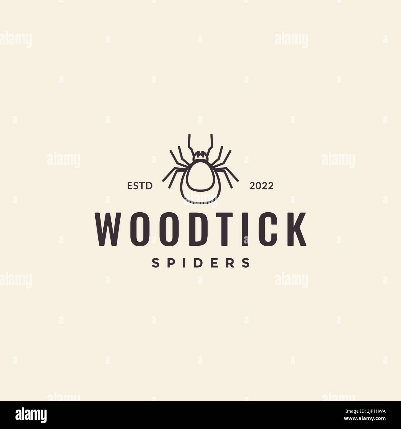 insect spider wood tick hipster logo Stock Vector