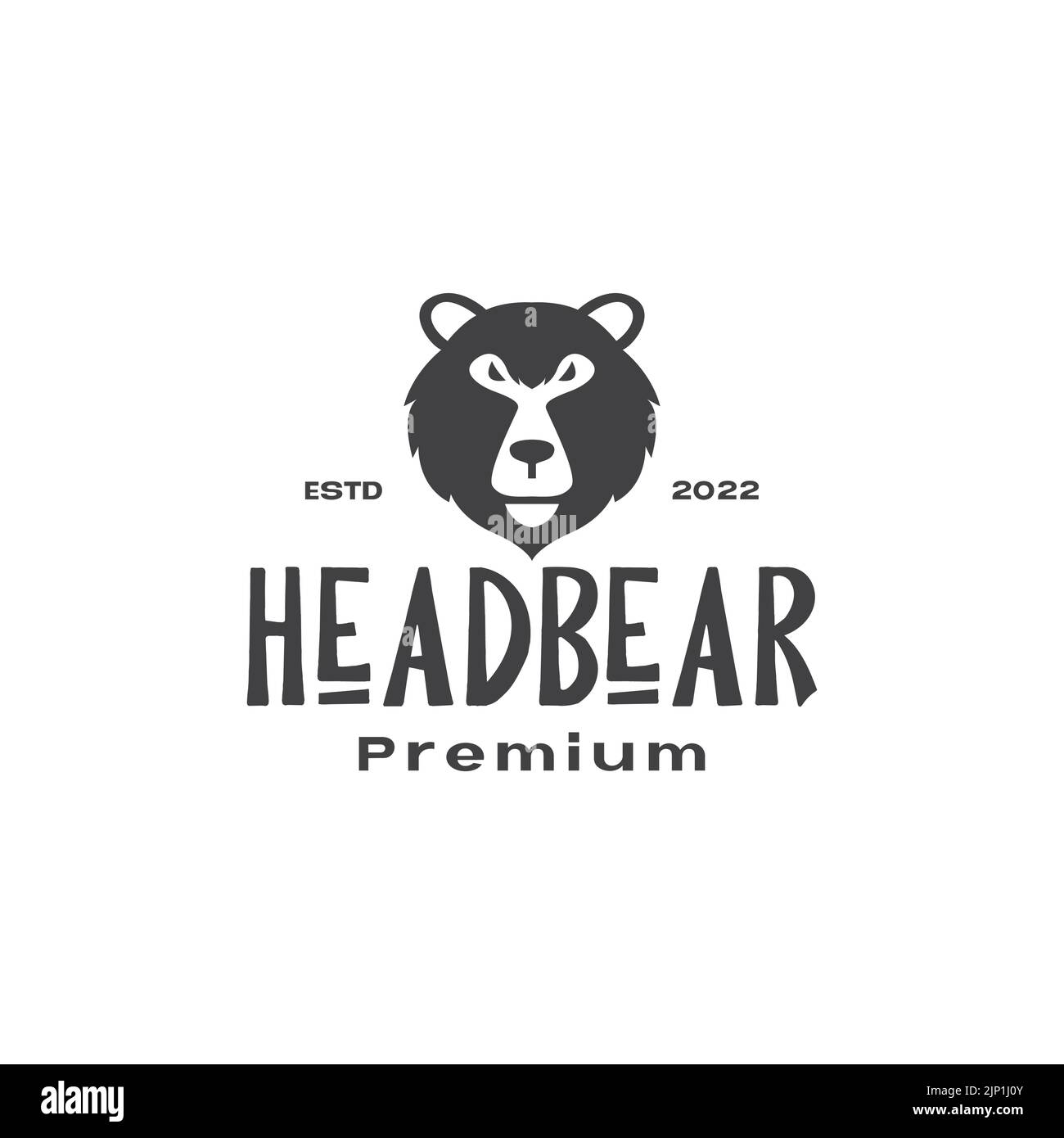face bear vintage simple logo Stock Vector