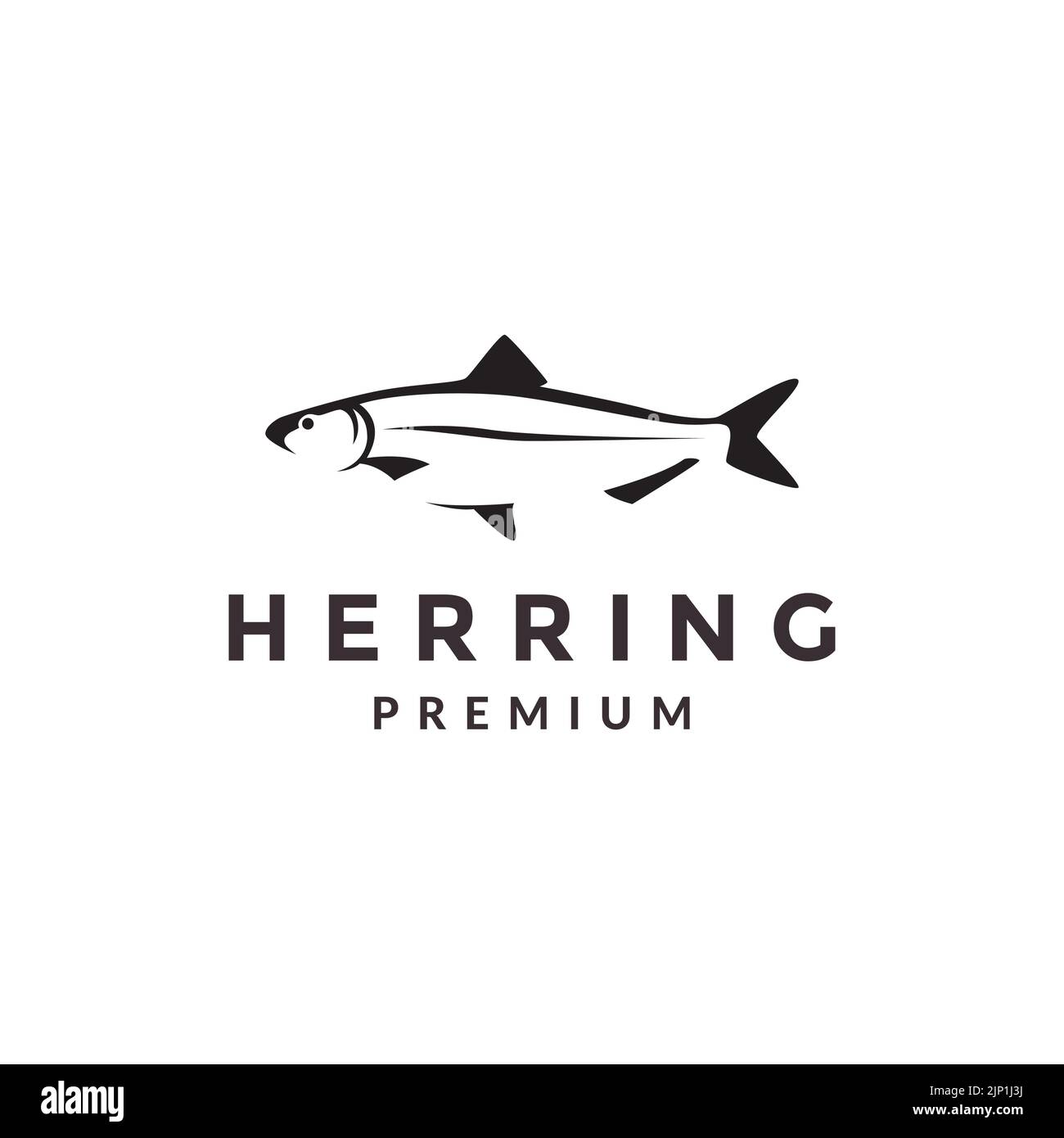 minimalist herring fish logo design Stock Vector