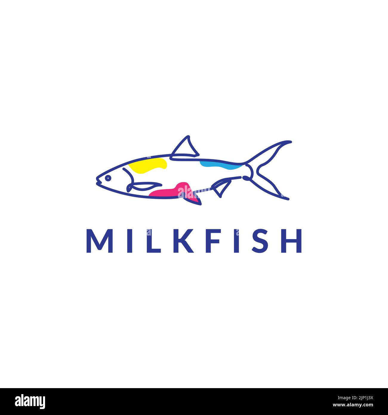 milkfish abstract food logo design Stock Vector