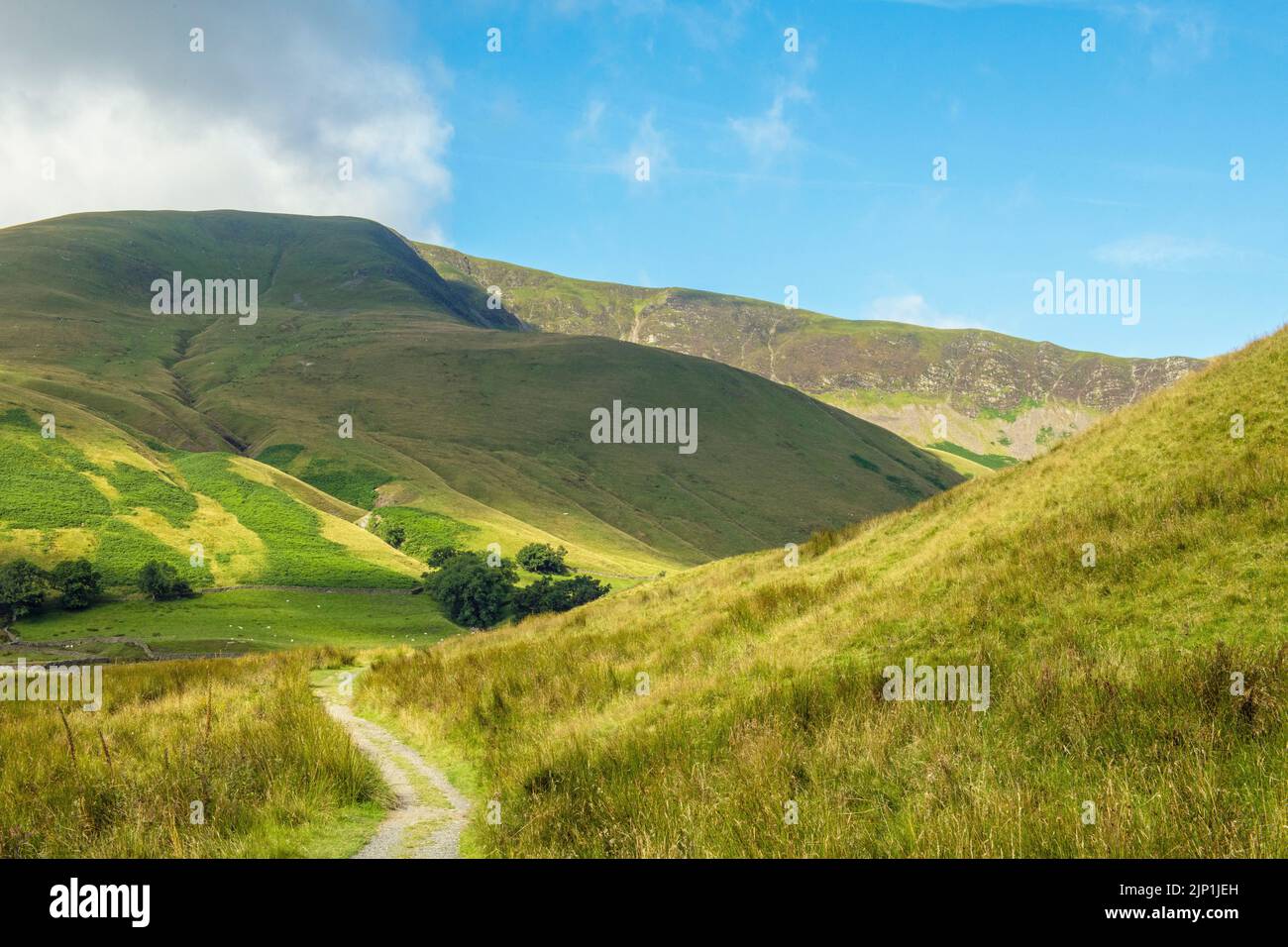A beautiful Howgills landscape to Cautley Crags and Cautley Spout on a sunny summer August day Stock Photo