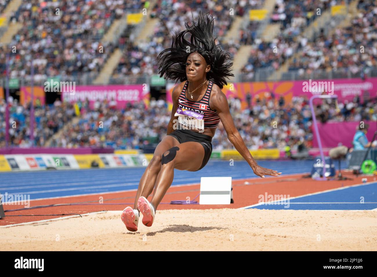 05-8-22 - Christobel Nettey, Canada, in the long jump qualifying round at the Birmingham 2022 Commonwealth Games at Alexander Stadium, Birmingham. Stock Photo