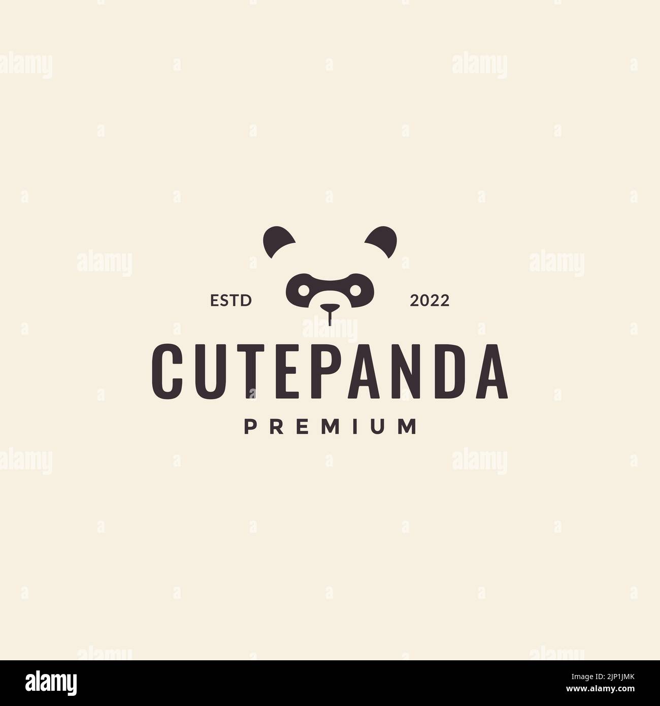 face hipster panda minimal logo Stock Vector